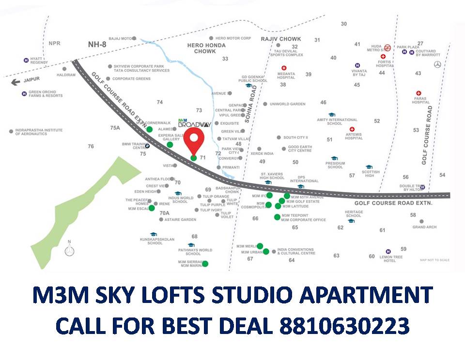 location map m3m sky lofts sector 71 gurgaon